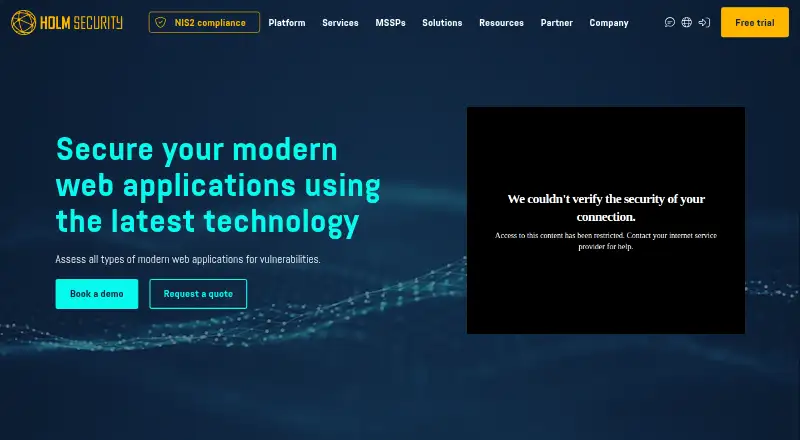 Holm Security Web Application Security's website