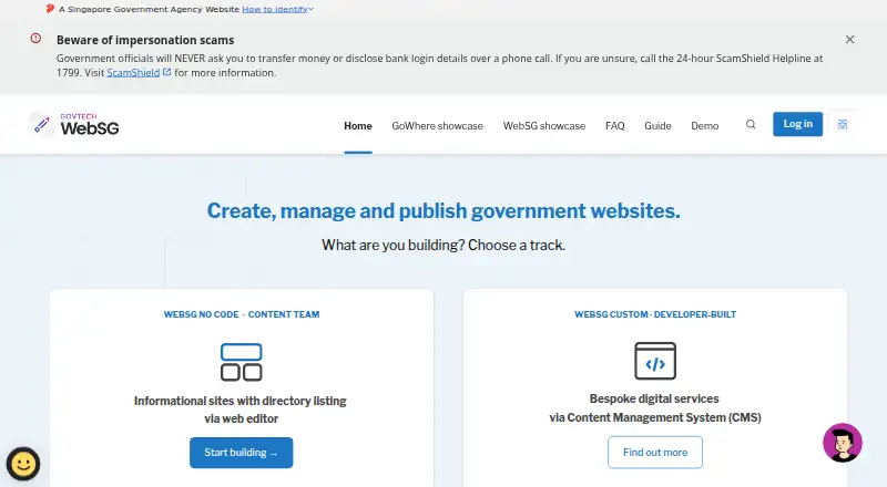 The WebSG homepage