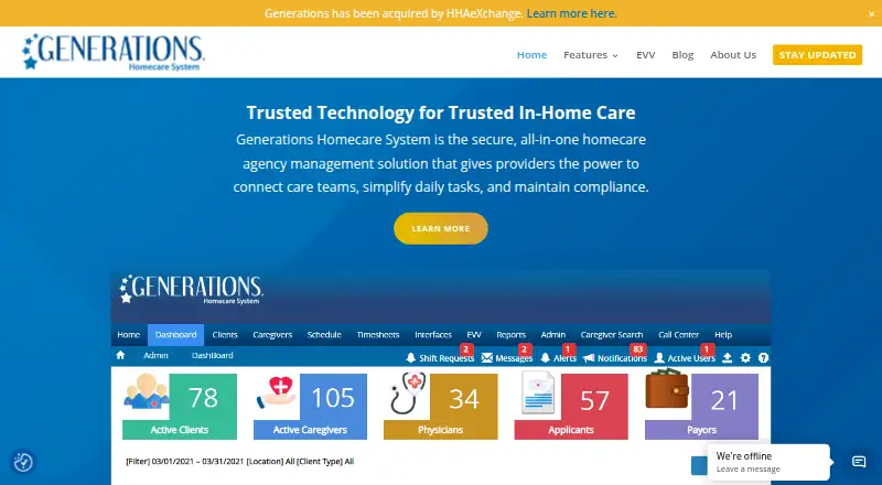 Generations Homecare System's website