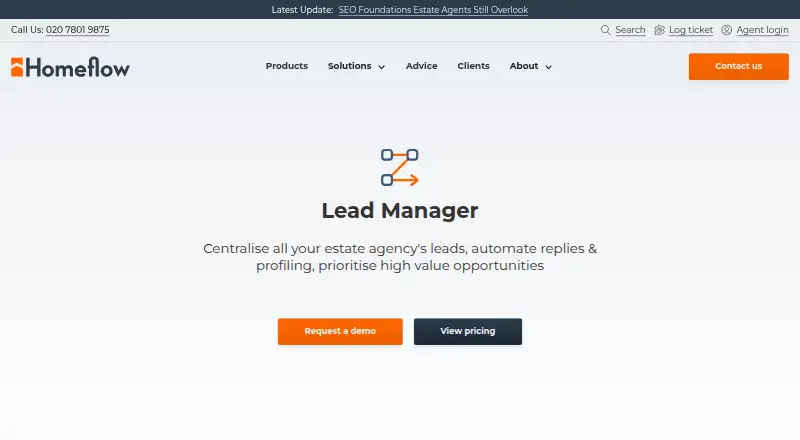 The Homeflow Lead Manager homepage