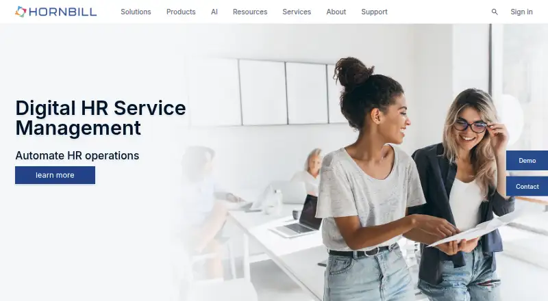 Hornbill Digital HR Service Management's website