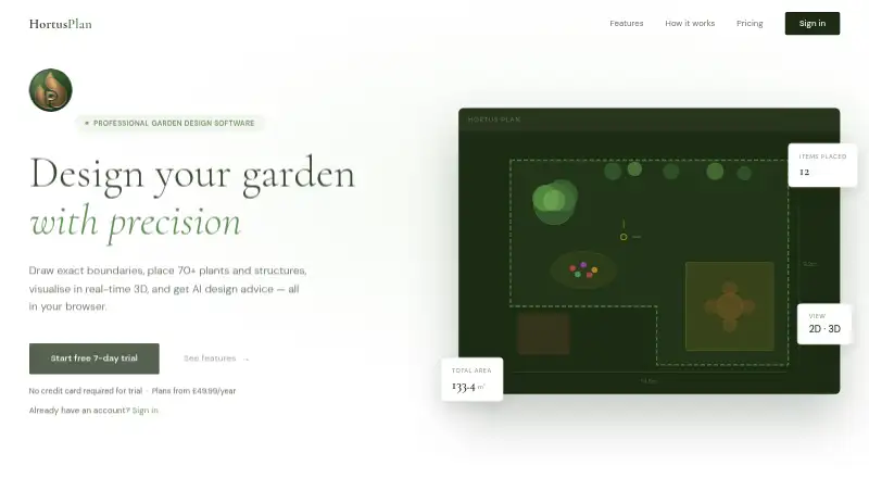 The Hortus Plan homepage