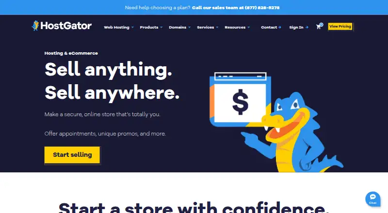 HostGator Ecommerce Hosting's website