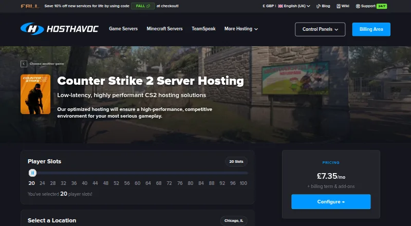 Host Havoc Counter-Strike 2 Server Hosting's website