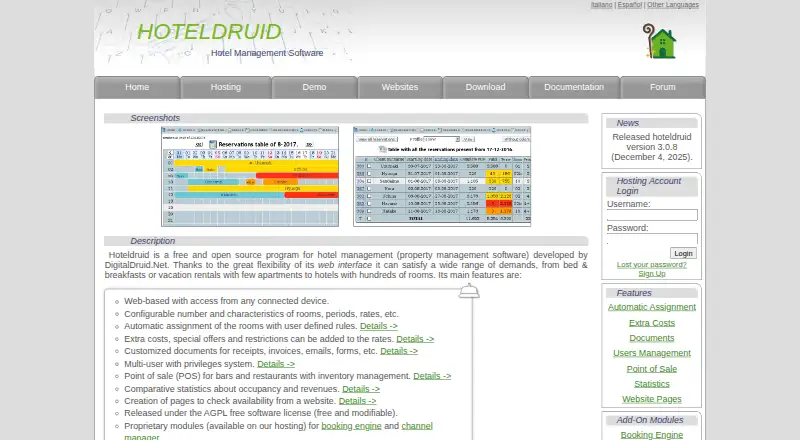 The HotelDruid homepage