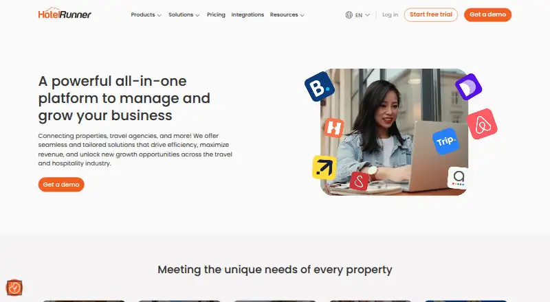 HotelRunner Booking Engine's website