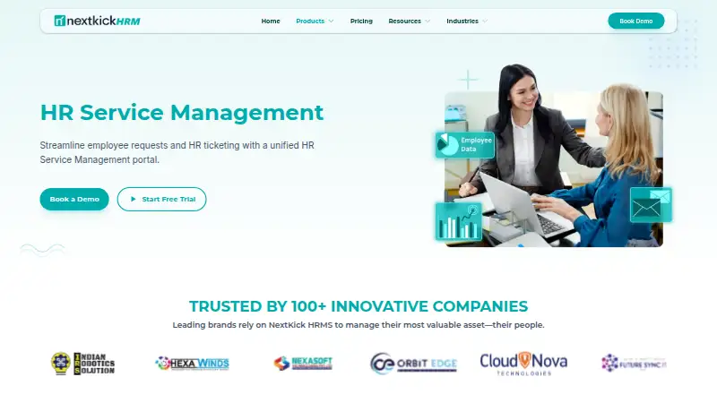 NextHRM HR Service Management's website