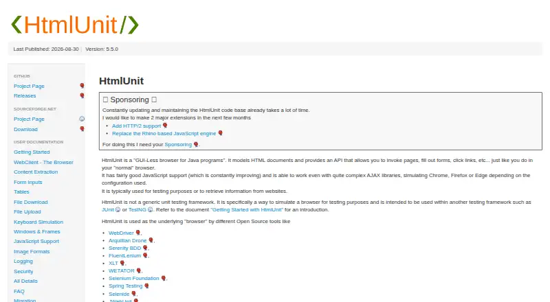 HtmlUnit's website