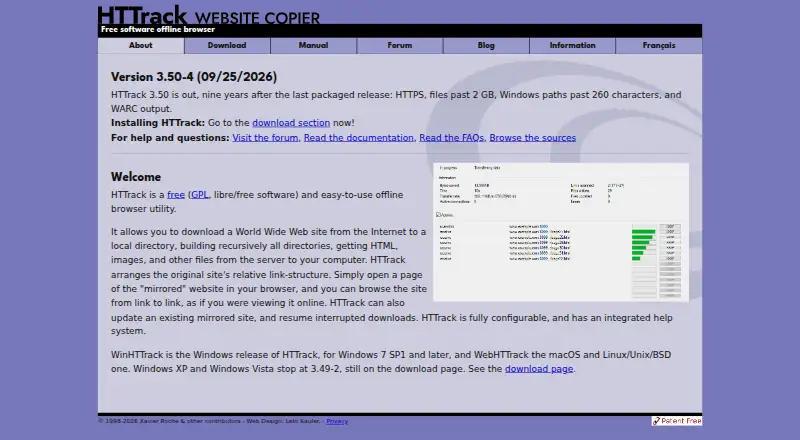 HTTrack's website