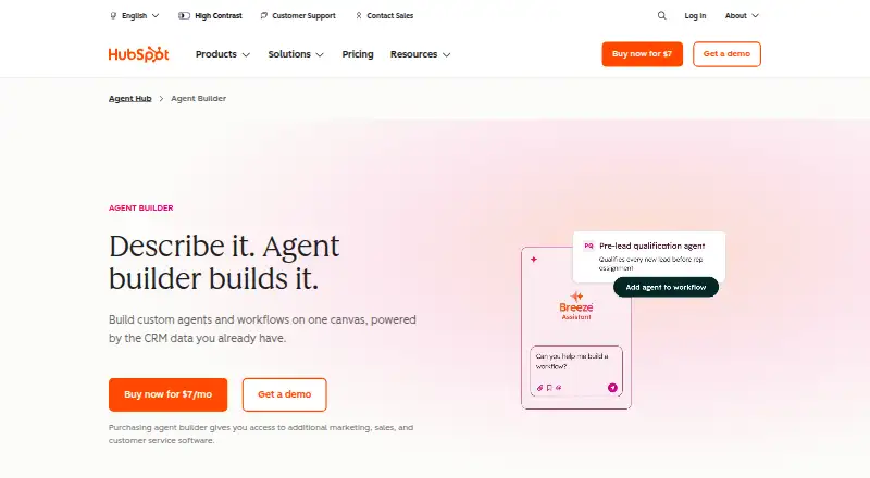 HubSpot Agent Builder's website