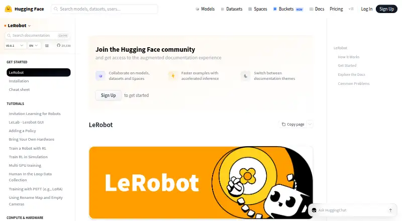 LeRobot's website