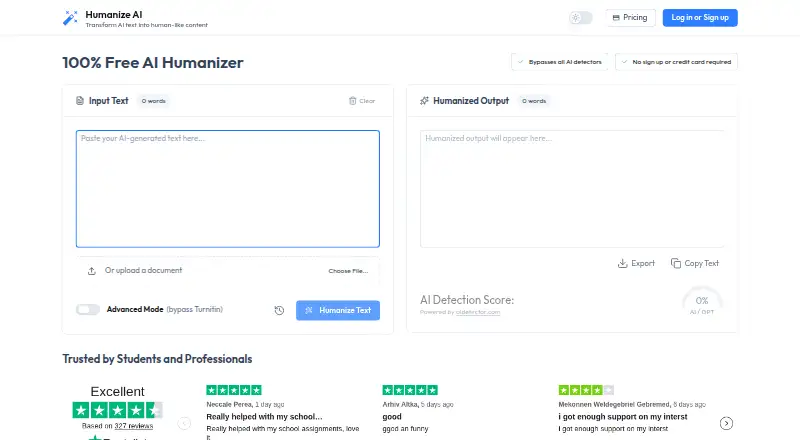 Humanize.ai's website