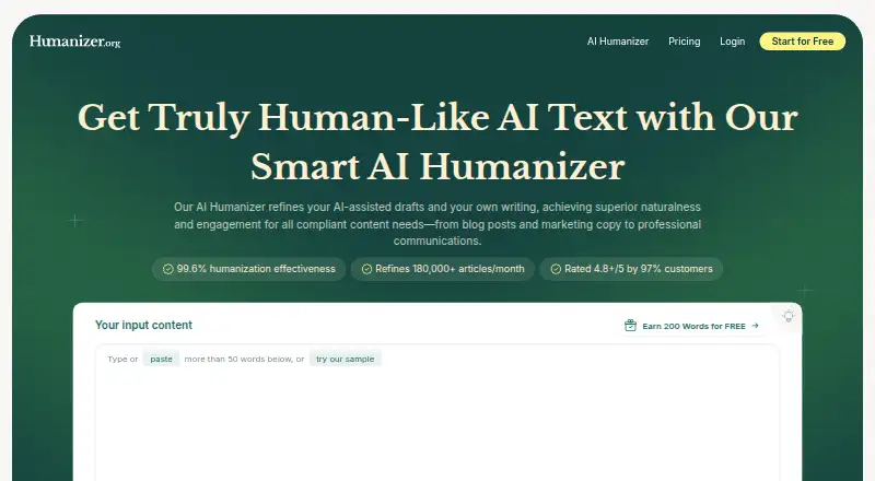 Humanizer.org's website