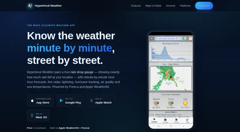 Hyperlocal Weather's website