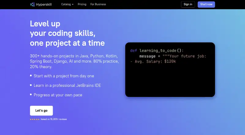 Hyperskill's website