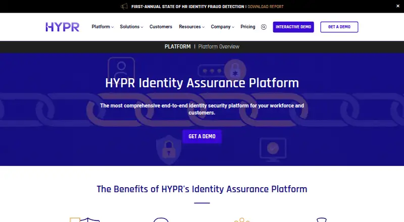 HYPR Identity Assurance Platform's website
