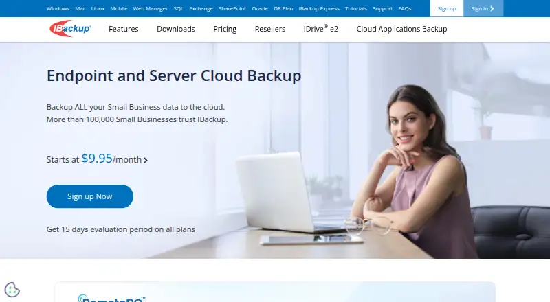 The IBackup homepage