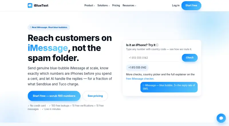 iBlueText's website