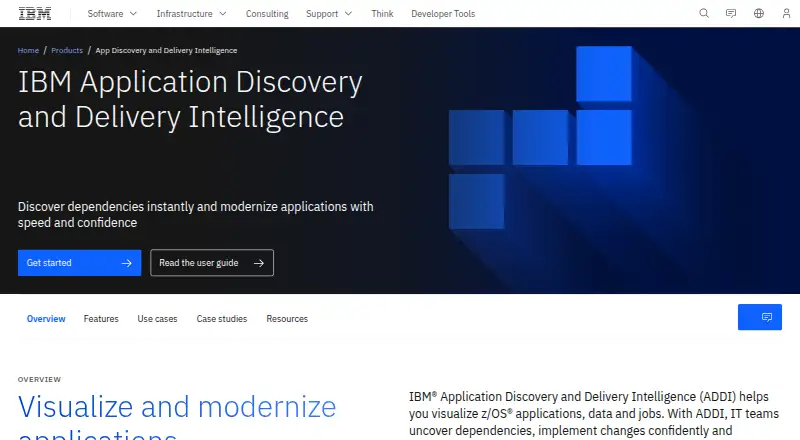 IBM Application Discovery and Delivery Intelligence's website