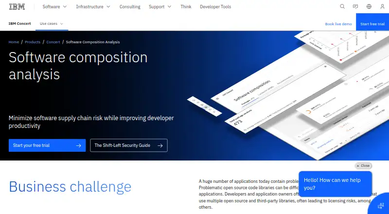 IBM Concert Software Composition Analysis's website