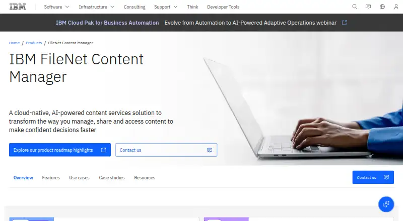 IBM FileNet Content Manager's website
