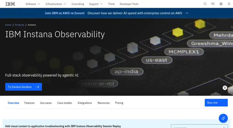 IBM Instana Observability's website