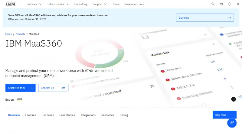 IBM MaaS360's website