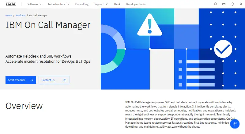 IBM On Call Manager's website