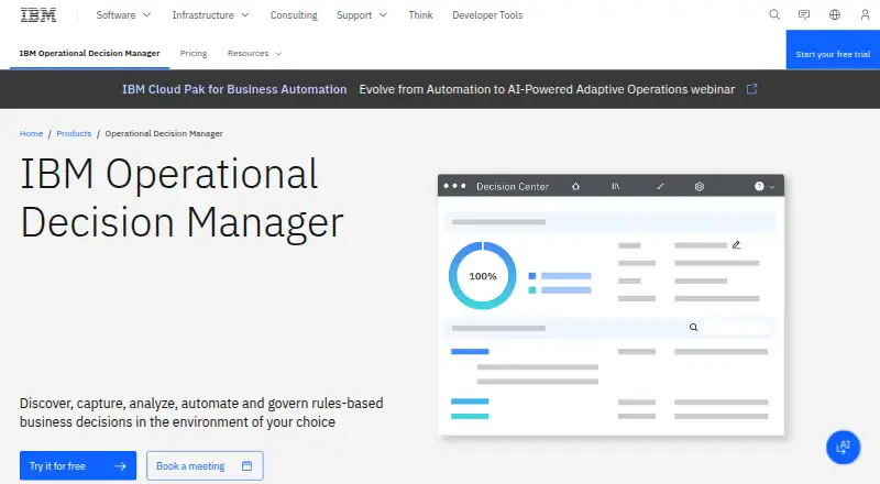 IBM Operational Decision Manager's website