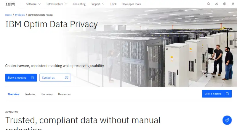 IBM Optim Data Privacy's website