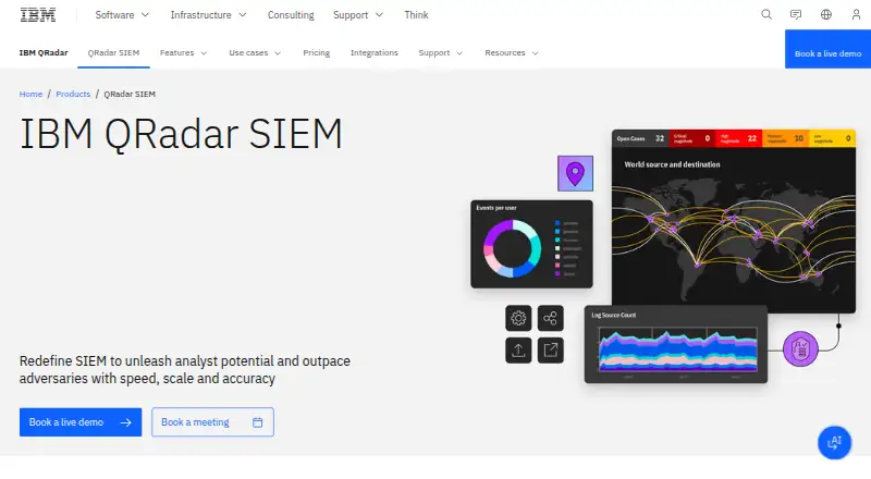 IBM QRadar SIEM's website