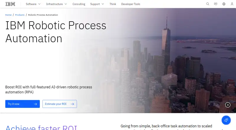 IBM Robotic Process Automation's website