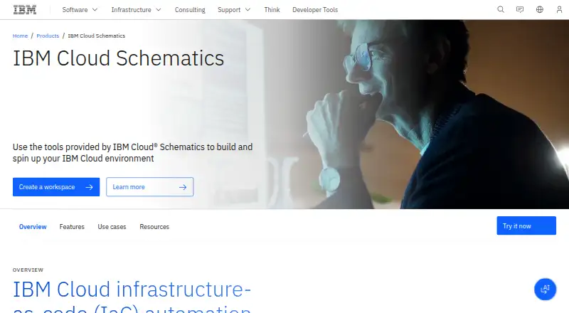 IBM Cloud Schematics's website