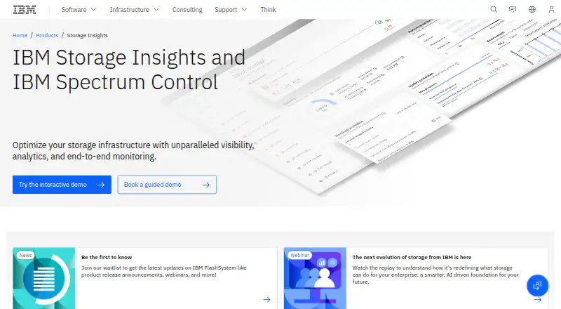 IBM Storage Insights's website