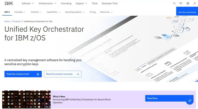 IBM Unified Key Orchestrator for z/OS's website