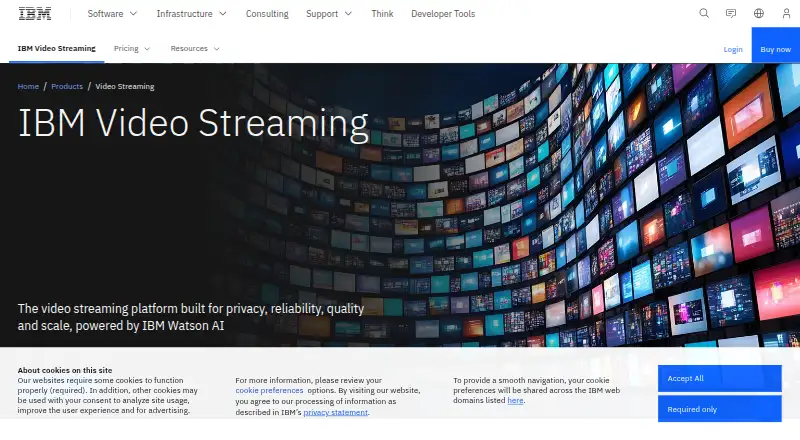IBM Video Streaming's website