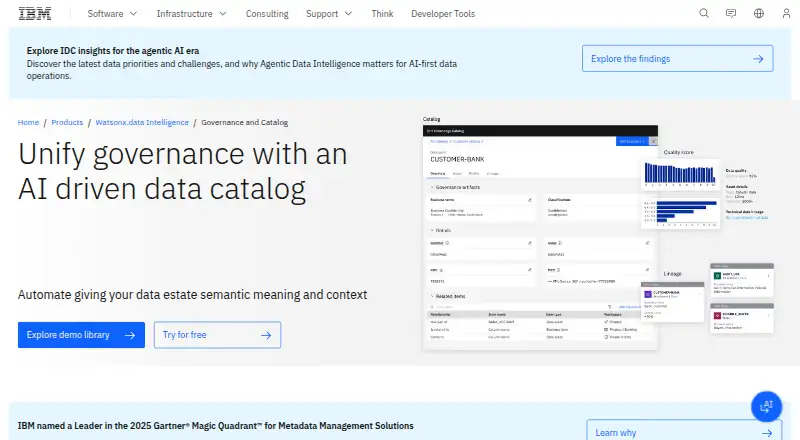 IBM Knowledge Catalog's website