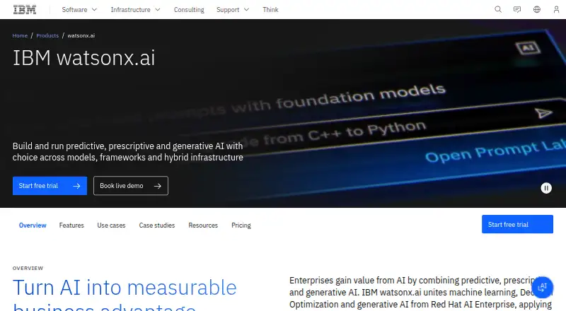 IBM watsonx.ai's website