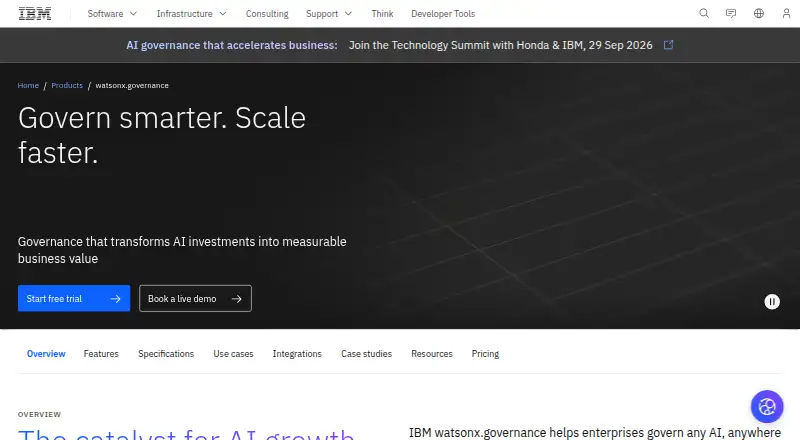 IBM watsonx.governance's website