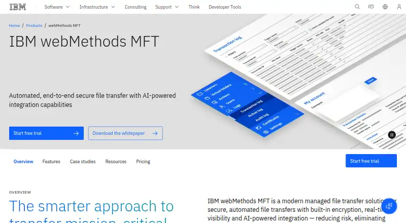 IBM webMethods MFT's website