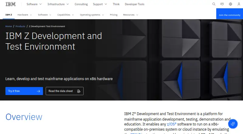 IBM Z Development and Test Environment's website