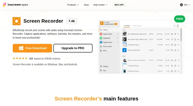 Icecream Screen Recorder's website