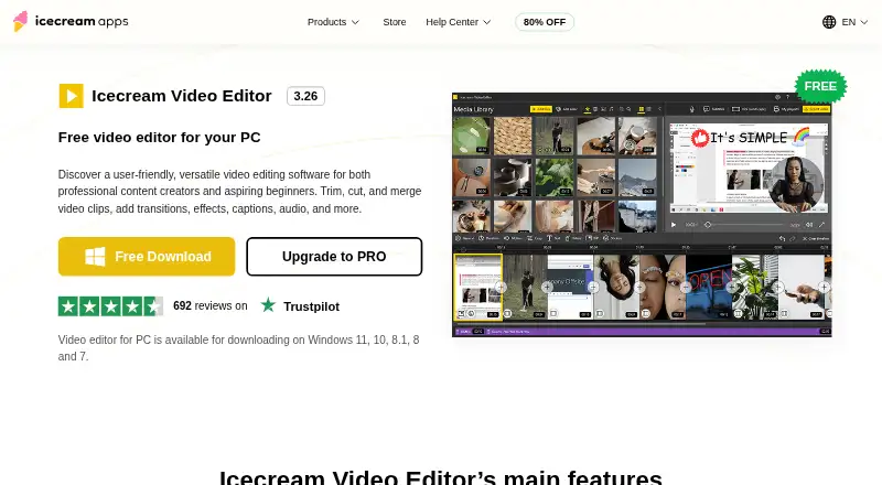 The Icecream Video Editor homepage