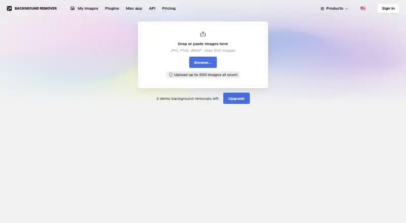 The Icons8 Background Remover homepage
