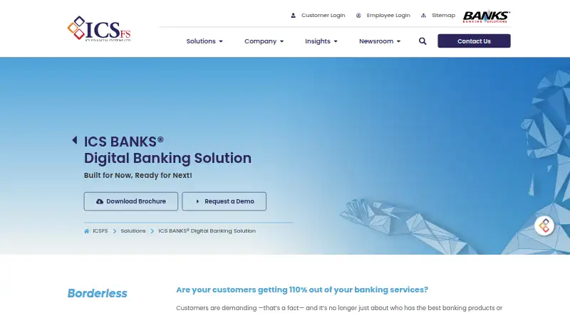 ICS BANKS Digital Banking's website