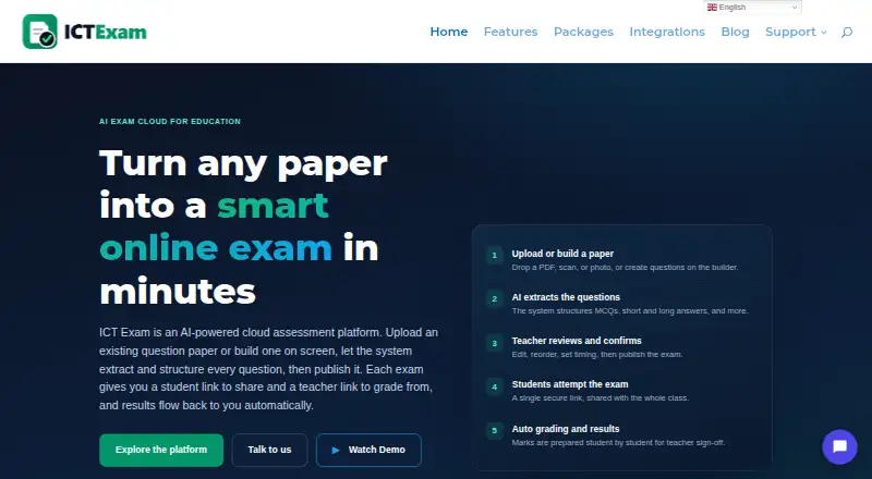 ICT Exam's website