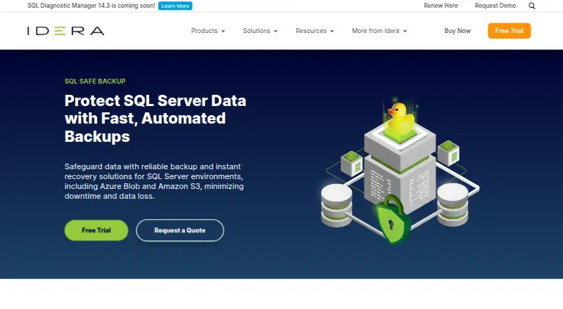 IDERA SQL Safe Backup's website