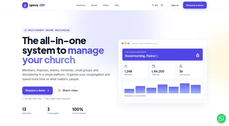 IglesiaERP's website