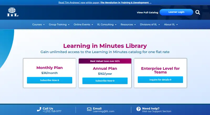 IIL Learning in Minutes's website