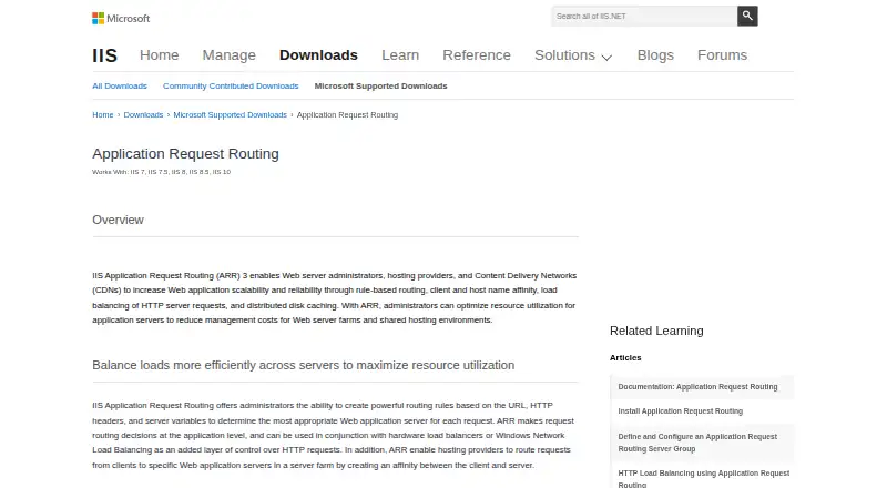 IIS Application Request Routing (ARR)'s website